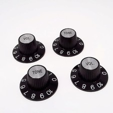 True Custom Shop® Black Witch Hat Control Knobs with Silver Inserts for Gibson picture