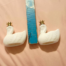 Vintage Avon Bird of Paradise Cologne White Swan Perfume Bottles w/ Gold Crown picture