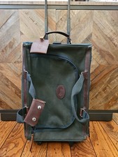 VTG Orvis Battenkill Carry-On Rolling Leather Canvas Green Luggage Suitcase 21