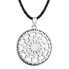Black Sun Wheel Necklace Slavic Esoteric Occultism Protection Pendant 20
