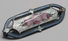 Antique F.A. Hermann Sterling Guilloche Enamel Rose Brooch Edwardian 1.75