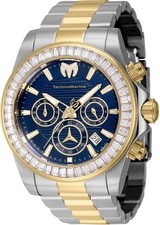 TechnoMarine Manta Ray Lux Mens 42mm 48 Crystals Two-Tone Chrono Watch TM-222003 picture