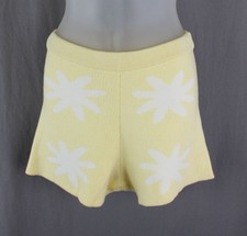 Celandine NWT Women's Yellow White Print Cotton Blend Stretch Waist Shorts Small picture