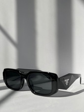 Prada PR 17WS 1AB5S0 Black Sunglasses Dark Grey Lenses Black Frame Unisex NEW picture