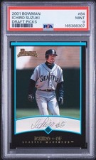 2001 Bowman Ichiro Suzuki Draft Picks Rookie RC Seattle Mariners 84 PSA 9 picture