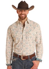 Rough Stock Novelty Steer Long Sleeve Snap Shirt Made from 100% cotton picture