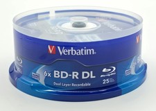 Verbatim 98356 25pk BD-R DL 50GB 6X Dual Layer Blu-ray Bluray Blank Discs picture