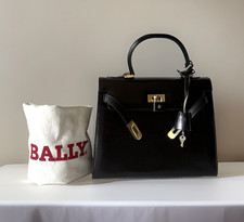 Authentic BALLY Hand bag Black Leather From Japan 01277 picture