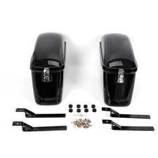 Honda Fury Shadow Motorcycle Hard Saddle Bags Glossy Black With Mounting Kit picture