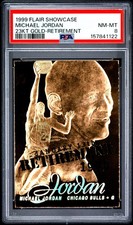 Michael Jordan 1999 Flair Showcase Legacy Collection 23kt Gold Retirement PSA 8 picture
