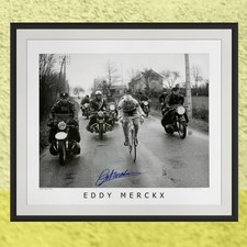 Eddy Merckx Signed Print, Paris-Nice 1967, 24 x 20 Inch Cycling Photograph picture