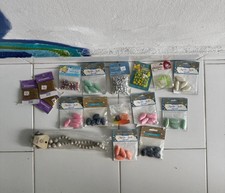 Lot of Large Vintage Plastic Beads Oval, Marble-Like, Striped, Charms picture