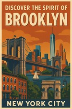 The Spirit Of Brooklyn (New York City) - Vintage City Travel Poster (20X30) picture