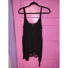 Torrid Size 2 Black Grunge Fairy Babydoll Tank Top Whimsigoth Goth Boho Flaws 2X picture