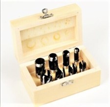 8pc ATE PRO WOOD PLUG CUTTER DRILL BIT SET STRAIGHT TAPERED ANGULAR COLUMNAR picture