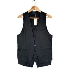 Archive S/S 2008 AllSaints Hammett Waistcoat Mens Size M Black Linen Wool picture