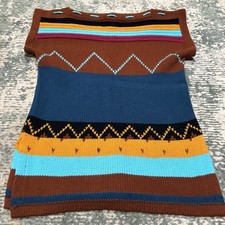 Vtg 70s Southwestern Knit Sweater Vest Tunic Geometric Boho Republic of China XL picture