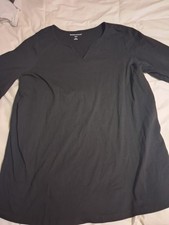 Woman Within~Black,%100 Cotton, Split Round Neck, 1/2 Sleeves, Tunic Size 2XL picture