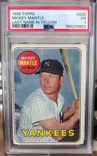 1969 Topps Mickey Mantle #500 Last Name in Yellow PSA 1 Yankees MLB picture