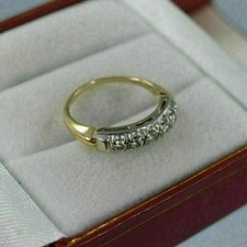 0.30Ct Round Natural Diamond Vintage Wedding Band Ring 14k Yellow Gold Over picture