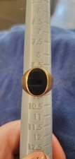 Vintage Solid 10k Yellow Gold Black Onyx Oval Signet Ring 6g Size 91/2 picture