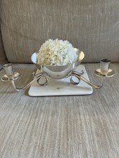 Silver Plate Vintage Mid Century Modern  Candelabra with Center Bowl  picture