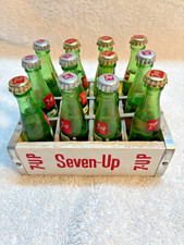 Vintage 7-Up Miniature Wood Crate with 12 3