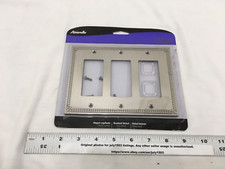 Amerelle Imperial Bead 3-Gang Rocker Metal Wall Plate BRUSH NICKEL 74RRRBN (sw) picture