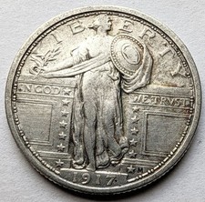 1917 Type 1 Standing Liberty Quarter XF Details, Silver 25C coin picture