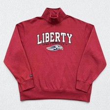 VINTAGE Liberty University Sweatshirt Men's 2XL Red 1/4 Zip Pullover JanSport picture