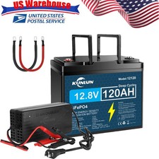 KUNLUN 1536Wh 12V 120Ah LiFePO4 Lithium Battery Deep Cycle BMS With 20A Charger picture