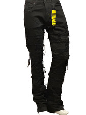 New Spark Men’s Straight stacked Jeans Black Denim (typhoon) Stacked Denim picture
