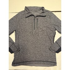 Lululemon Mens Half Zip Pullover Gray Space Dye Athletic Running Shirt Thumbhole picture