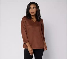 Belle Boho by Kim Gravel PerSuede Me 3/4 Sleeve Top NWT A733324 picture