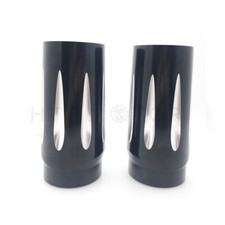 Black CNC Cut fork boot slider cover cow bells for Harley-Davidson 1986-2013 picture