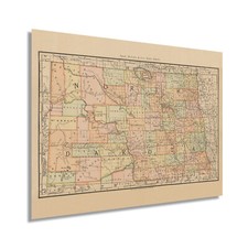1892 North Dakota State Map - Vintage State of North Dakota USA Wall Art Poster picture