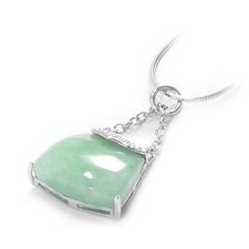 Jade Purse Pendant in Sterling Silver setting, plated with White Gold picture