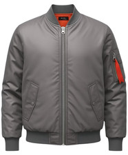 Men's Solid Casual Top Quality Thick Heavy Gold Zipper Flight Bomber Jacket picture