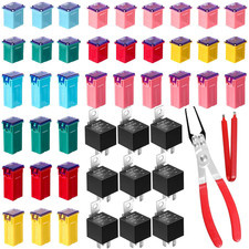 36 Pcs Car Fuse Assortment Kit with Puller Plier Relay and 12V 5-Pin Fuses picture