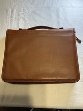 Vintage Coach Brown Leather Zip Around 3 Ring Planner Portfolio Briefcase picture
