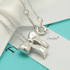 Authentic Tiffany & Co. Ribbon Bow Pendant Necklace 16.2