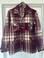 Vintage Eddie Bauer Wool Jacket Men's Large Red Plaid MADE IN USA picture