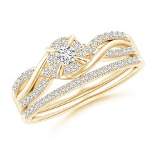 Angara Round Diamond Interlaced Infinity Bypass Halo Ring in 14K Solid Gold picture