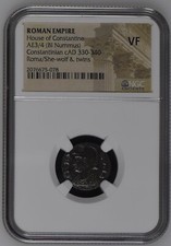 NGC VF Roman AE3/4 Constantine I ROMA / SHE WOLF & TWINS ROMULUS & REMUS Reverse picture