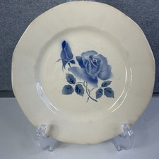 Digoin Sarreguemines “Darling” Plate Blue Roses 9” France Cottagecore Flaws picture