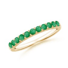 Angara Round Emerald Shared Prong Set Half Eternity Ring in 14K Solid Gold picture