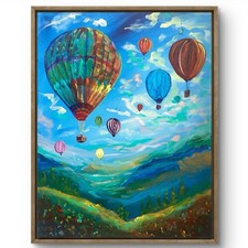 TITA PAINTZ Hot Air Balloon Festival Vibrant Original OOAK 11x14 Canvas Art picture