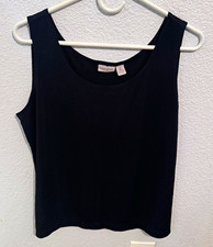 Easywear by Chico's Black Scoop Neck Sleeveless Stretch Knit Tank Top Size 2 L picture