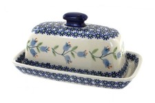 Blue Rose Polish Pottery Tulip Butter Dish picture