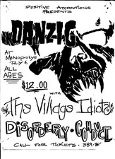 Danzig Flyer Riverside Monopolys July 6, 1989 Village Idiots Disorderly Conduct picture